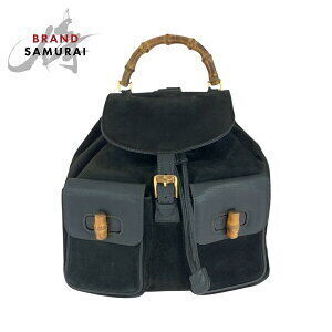GUCCI Bamboo Backpack black brown suede